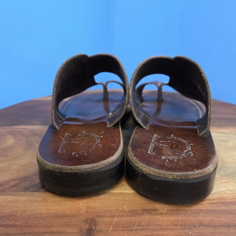 Jerusalem Sandals Peter Leather Toe Strap Sandal Men's 43 (10) Brown (HTF Size)